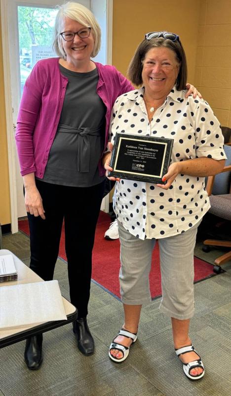 Karen Kurt recognized Kathleen Van Steenhuyse for her more than a decade of service to ECICOG. Click to read article