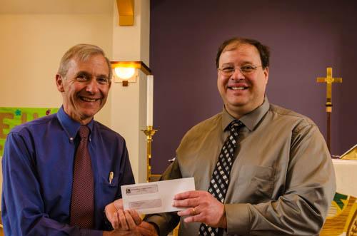 George Bauer-President of Congregation Council & Eric Upmeyer VP of Vinton Library Board of Trustees
