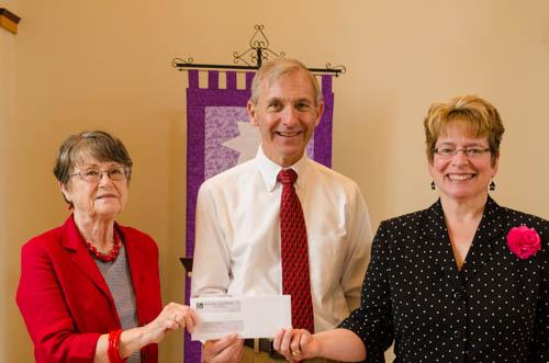 Betty Hendryx Library Board Mem., George Bauer Pres. of Congregation, Christ Leckband Lib. Board Mem