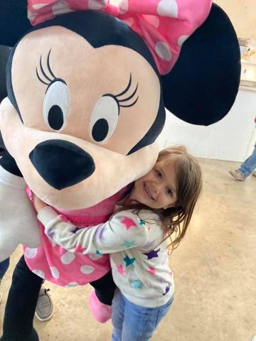 The five-foot-tall Minnie Mouse went home with Adelida Pierson of Vinton.