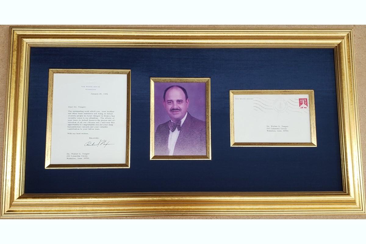 A framed letter from President Nixon and the recipient