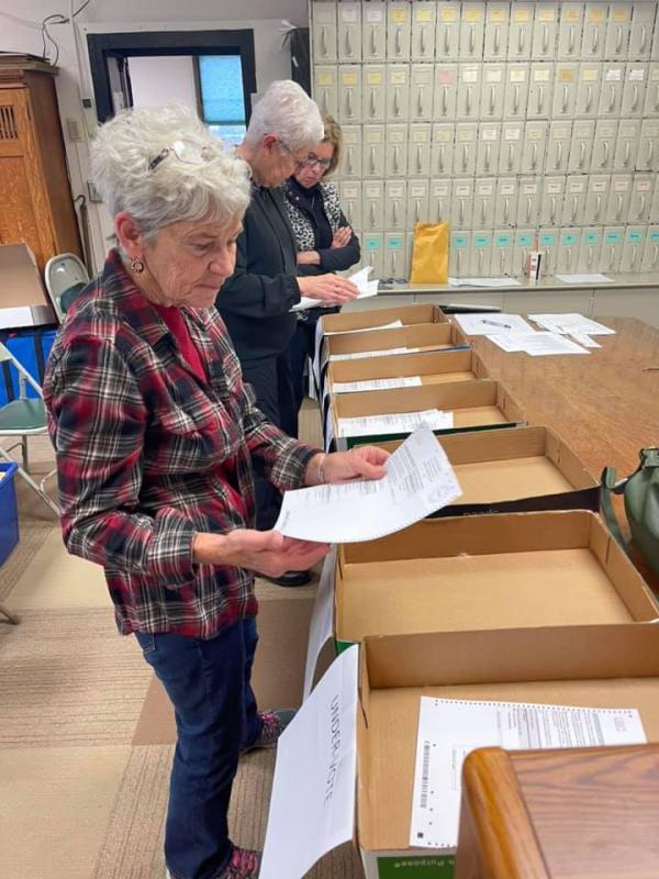 Precinct workers from the Bruce/Cedar/Mt. Auburn locations audited election results for Benton County