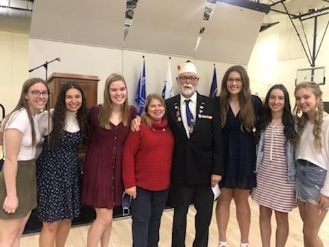 A few of the students who helped to raise $2,600 to donate to the local VFW Post 8884