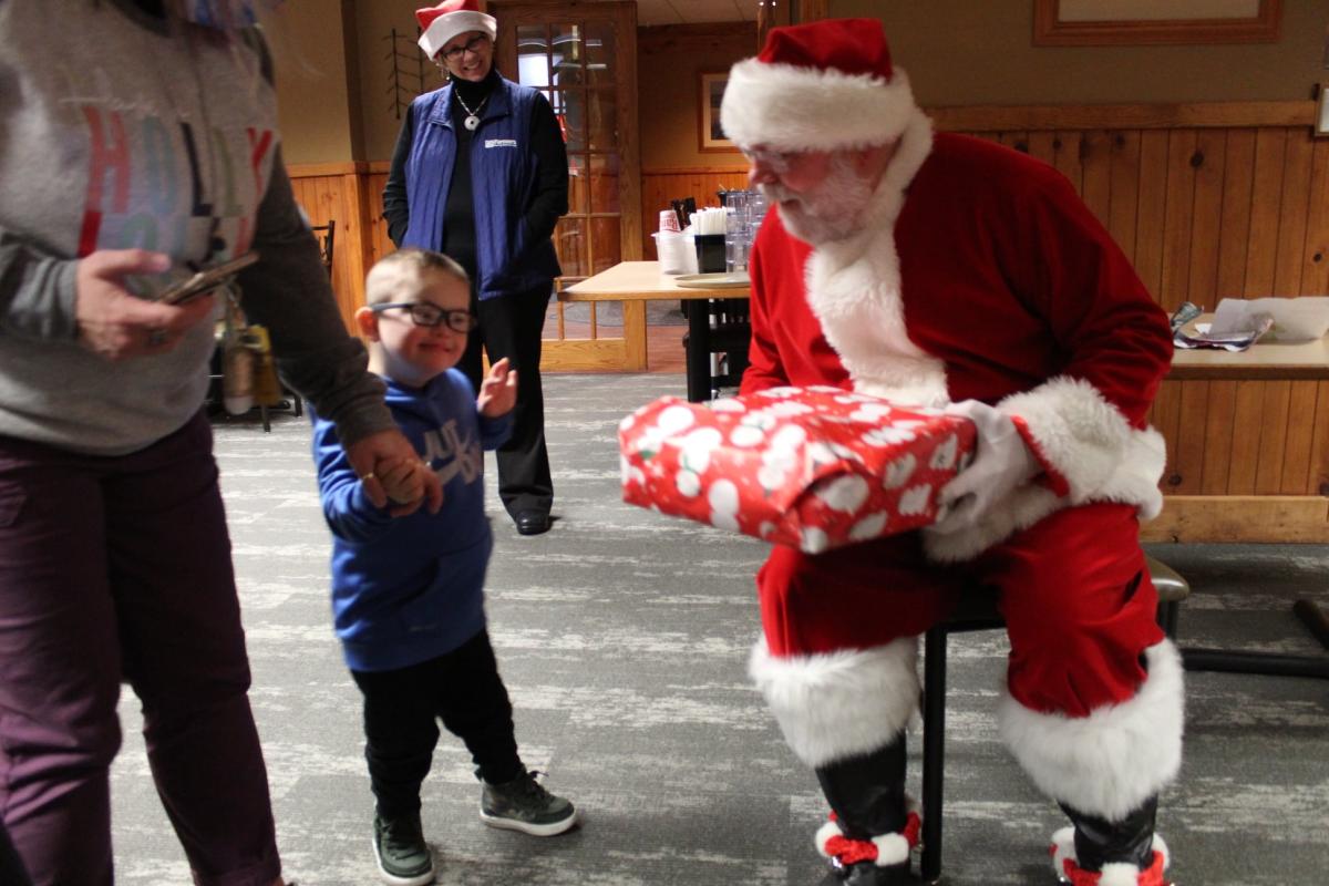Santa visited area Vinton-Shellsburg children at the Kiwanis Christmas party on Tuesday