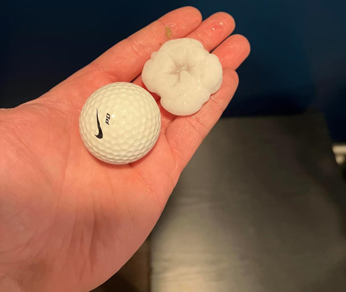 Golf ball sized hail a few blocks north of the middle school. Photo courtesy of Kord Sellers