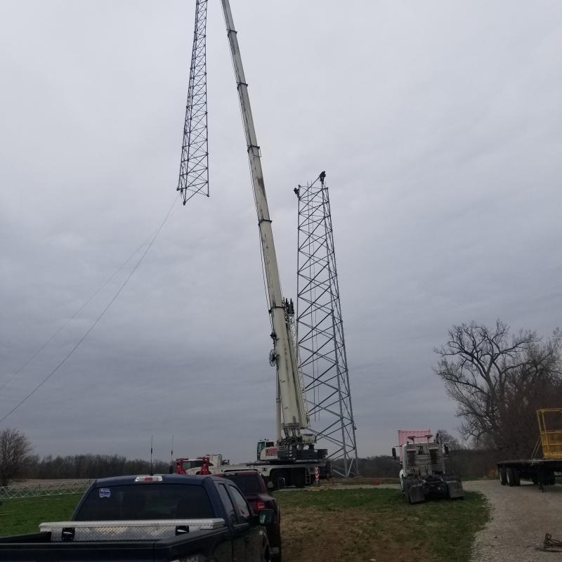 One of the new communications towers being installed for the emergency communications project in the county