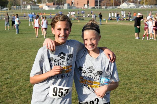 Lily Horst, left was first, and Bristian Gerber was second in WaMaC 7th grade race.