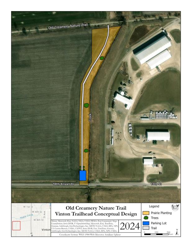 This map shows the new trail location. Imagine that Kwik Star is off the bottom right hand corner of this picture