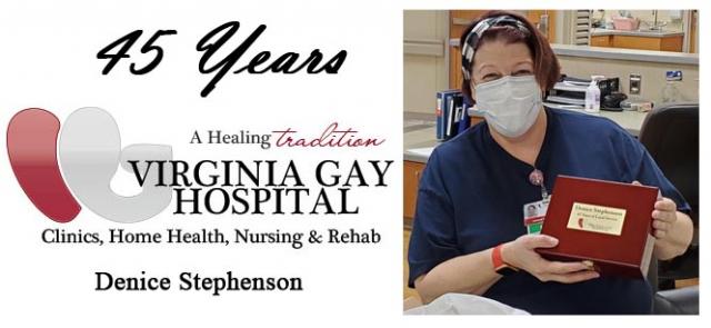 Denice Stephenson was among those recognized for her service to Virginia Gay Hospital