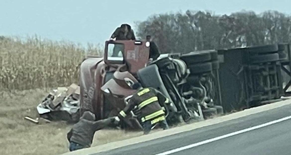Tuesday morning the Vinton Fire Department and the North Benton Ambulance responded to a semi turnover