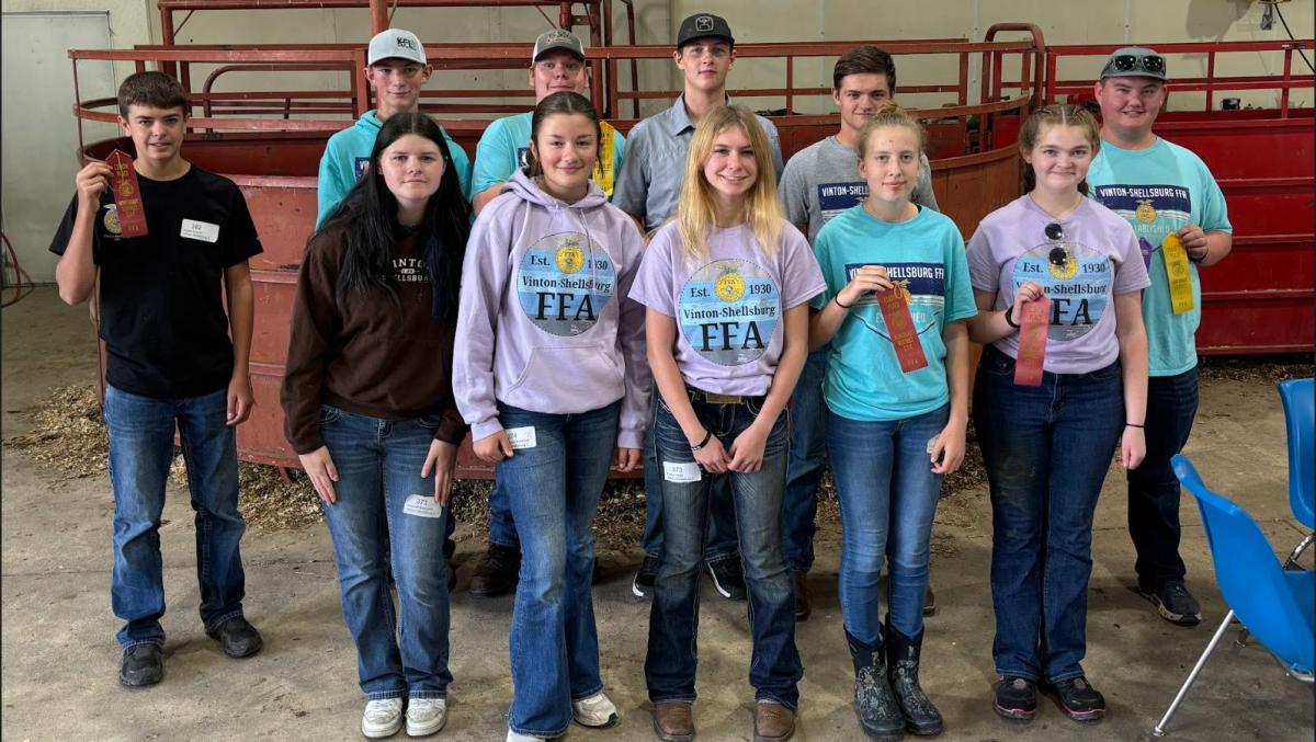 Wyatt Shaver, Will Kruetner, Braedon Hepker, Jameson Demuth, Ben Buhr, Will McKenna, Kassidi Brunssen, Kenzie Rhinehart, Kirsten Pettit, June Bodeker, and Madeline Pingenot all participated in District Soils Judging. 