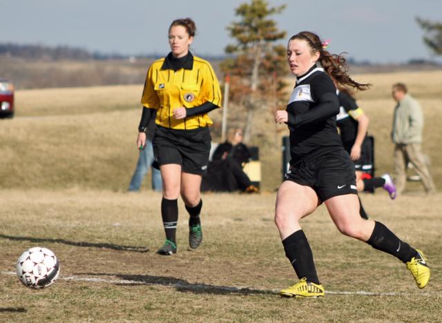 Senior Ashley McKenna pursues the ball vs. Mount Vernon.