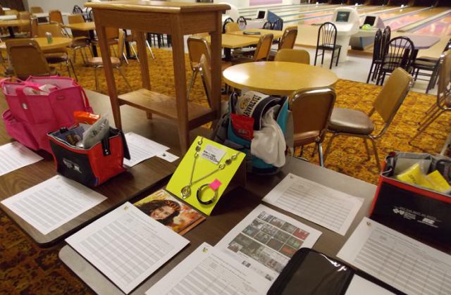 This photo shows some items donated for the VS bowling fund-raiser's silent auction.