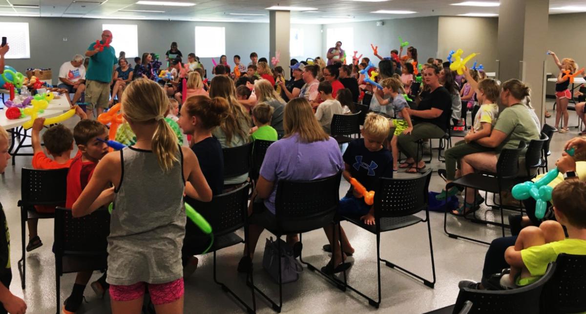 Papa Balloon visited the Center Point Public Library from Geneva, Illinois