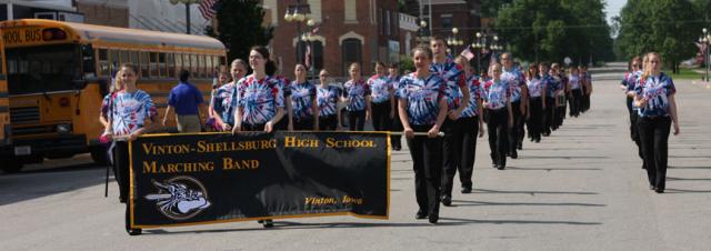 The VSHS marching band joined Memorial Day activities in Vinton Monday. Here they are in action.