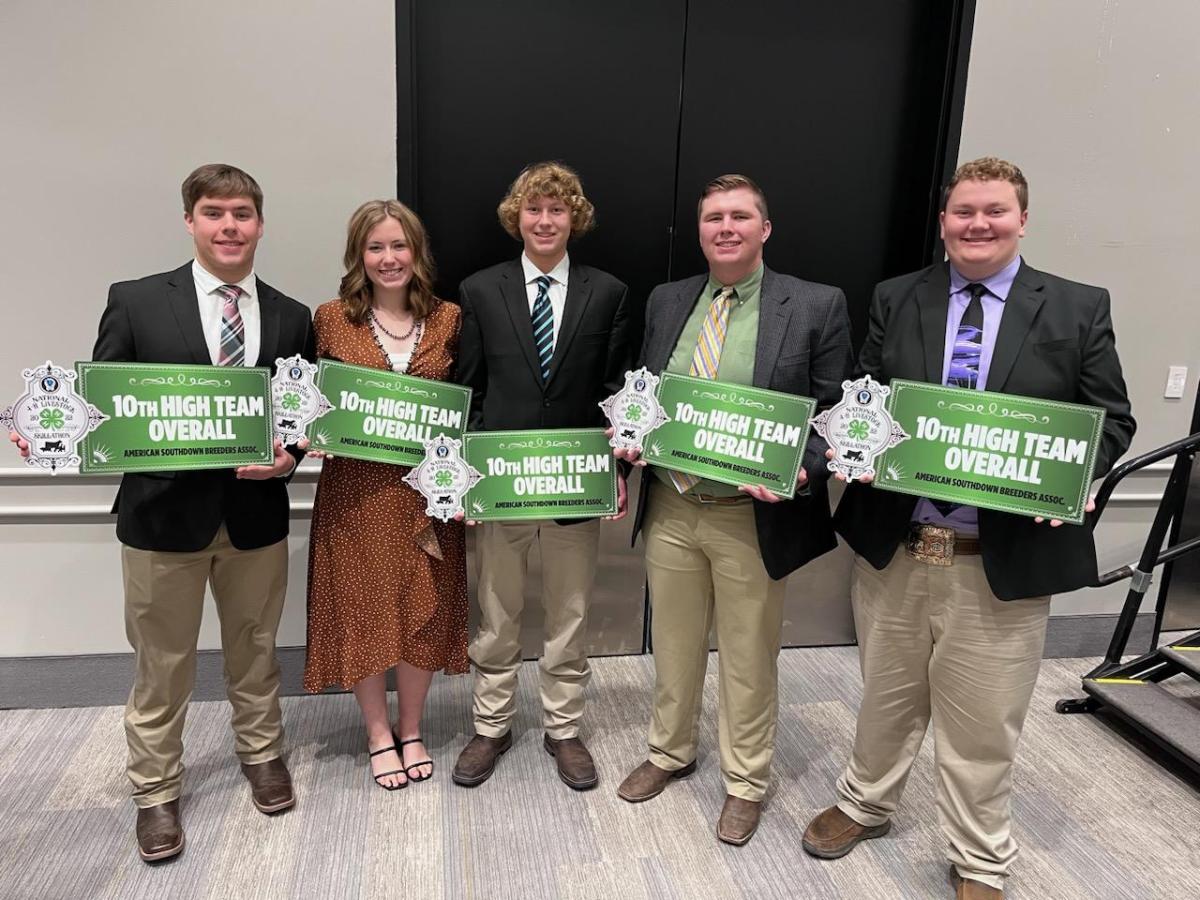 The Benton County 4-H Livestock Skillathon team at the North American International Livestock Exposition in Louisville, Ky. Left to right: Josh Wiley, Olivia Hanson, William Kroneman, Gabe Hanson, and Steiger Manson.