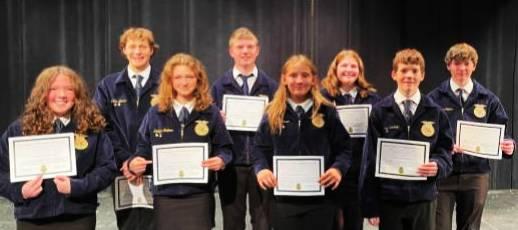 Chapter Degree recipients present (from left to right) were Hannah Siek, JR Becker, Katilynn Guldner, Cade Volesky, Mililley Mason, Mo Brown, Marcus Ricklefs and Carson Palmer.