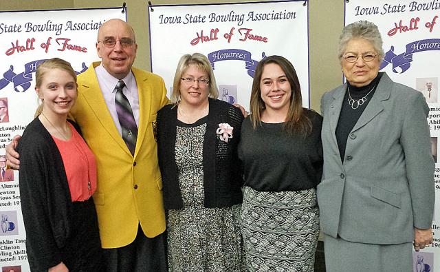 Steve Berry, with his family, officially joined the Iowa Bowling Hall of Fame today.
