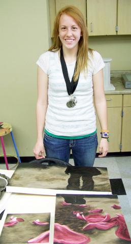 Brea Stephenson won first place and artist's choice with this three-piece acrylic painting.
