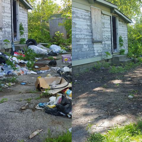 A before and after picture of what Cedar 1 did with one of the vacant lot.