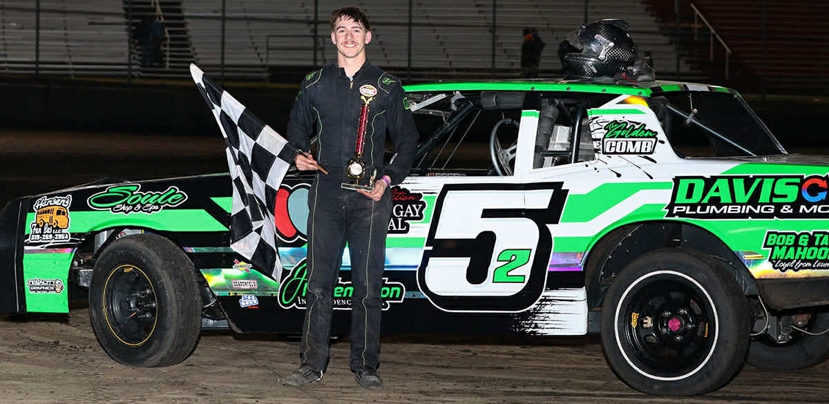 Joren Fisher chases down First Place at the Boone Speedway this weekend!  - Photo courtesy of Motorsports Photography. Click to read article