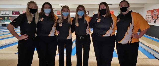 Girls Varsity takes on West Delaware with over 100 pins in the lead