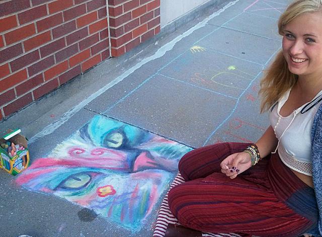 Corinna Mildner and Steph Berry created this cat during Shop & Chalk.