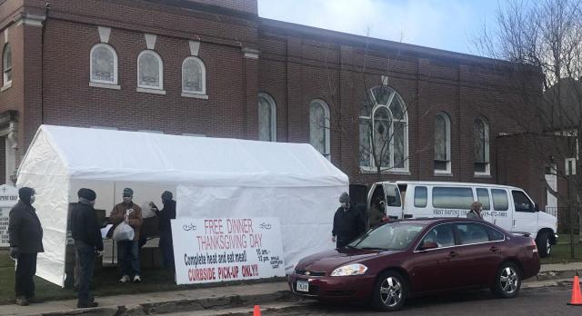 First Baptist Church in Vinton provided the annual Thanksgiving Dinner to 300 area residents.