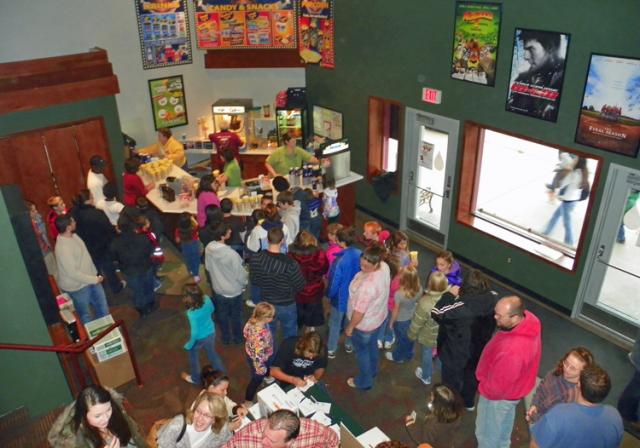 The Palace Lobby was filled with patrons for the free movie 'Home Alone.'