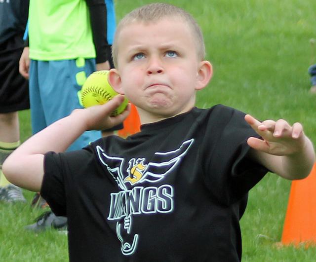 Colson Chvala won the softball toss in the boys age 5-6 division.