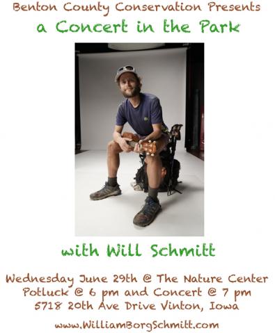 Will Schmidt will perform a free concert June 29 at the Benton Co. Nature Center.