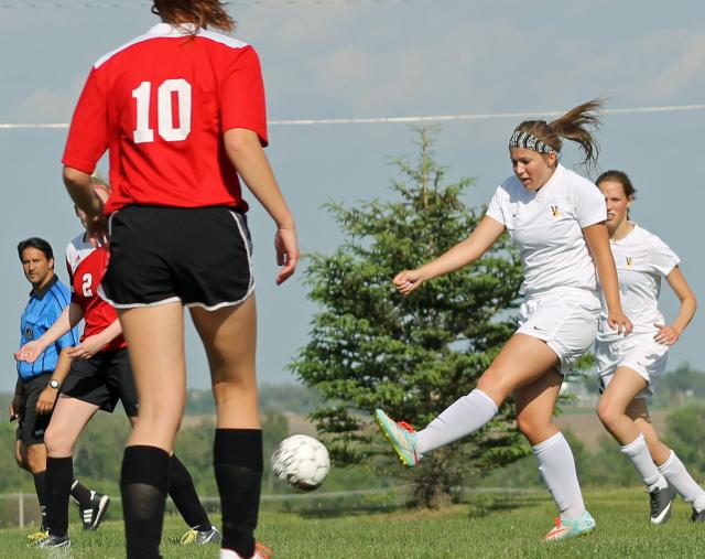 Lyndsey Cornell scored on this play in the Vikettes' 8-0 win over Monticello.