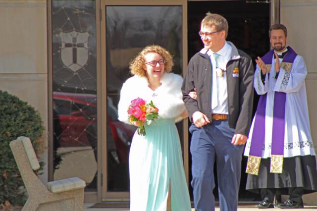 Luke and Sarah Heilman celebrated their wedding surrounded by guests, sort of