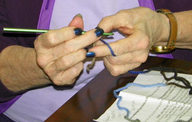 Trudy Evans gave a lesson in crocheting...