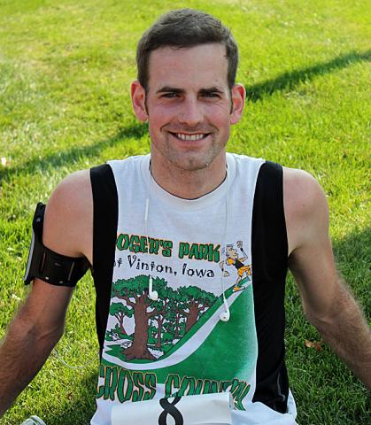 Charley Cronk, a CC teammate of Dan Flaugh, wore one of Dan's shirts for the Flaughless 5K.