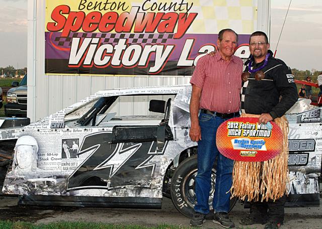 Sports Mod winner Curt Hilmer, in Victory Lane with his dad, Bob.