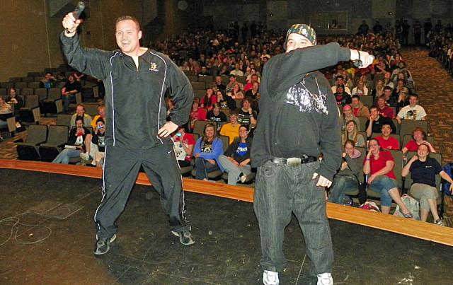 Mr. Farley and Mr. Knutson danced for the students Friday.