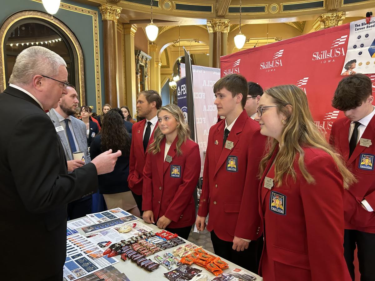 I had the opportunity to meet with students from the Iowa Skills USA Program at the Capitol on Tuesday. They were bright students who shared the skills and experiences they have gained through this program.