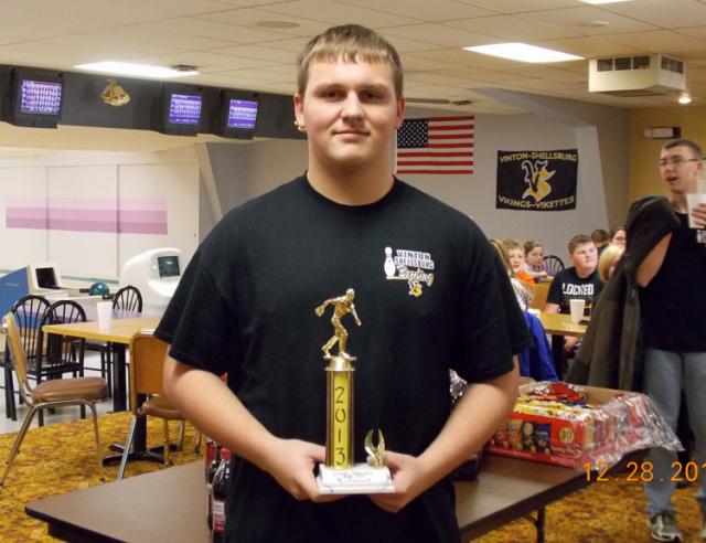 Ben Wood received the first place trophy after Saturday's bowling event.