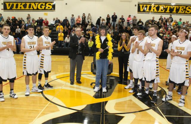 Diane Hesson was made Queen of the Court in honor of her 25 years of stat keeping for VS BB games.
