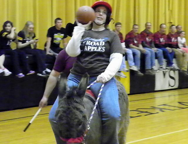VSHS FFA teacher Louise Fleming takes a shot....