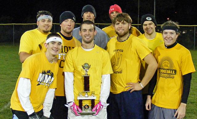 The 'Don't Care' team with the VPRD Flag Football League trophy.
