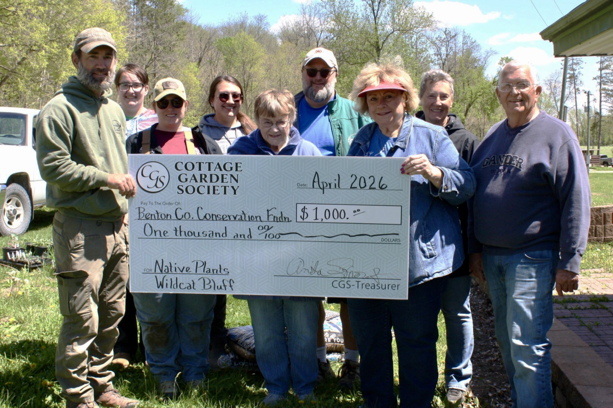 Cottage Garden Society recently donated $1,000 to the Benton County Conservation Foundation to be used for native plantings at Wildcat Bluff Recreation Area. . Click to read article