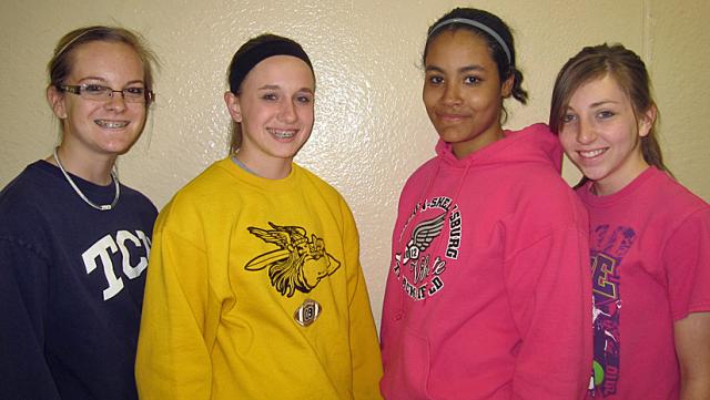 Drake Relays 4 x 100 team: Dawne Schminke, Sydney Robertson, Cheyenne Barnes, and Maddie Springer.
