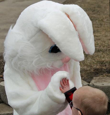The Easter Bunny shared high fives...