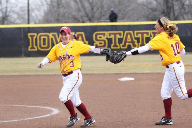 Emily Miller (10) has enjoyed success as an ISU shortstop. (Photos courtesy ISU sports information)