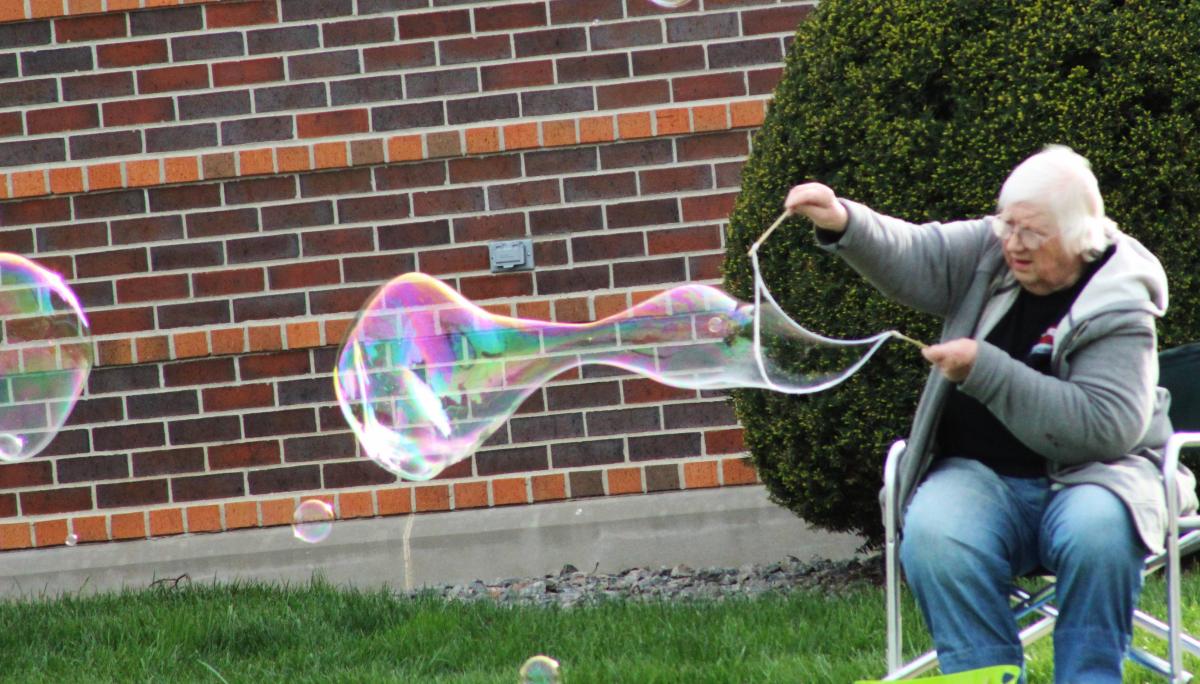 Eunice Pingenot creating her own Giant Bubbles