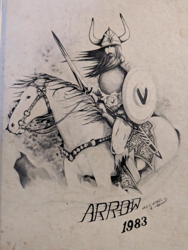 Wade Henkel is remembered for creating the original Vinton Viking, featured on the 1983 yearbook for the first time. Photo courtesy of Melody Snow