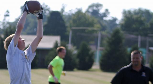 Young QBs and receivers work on fundamentals each Wednesday night.