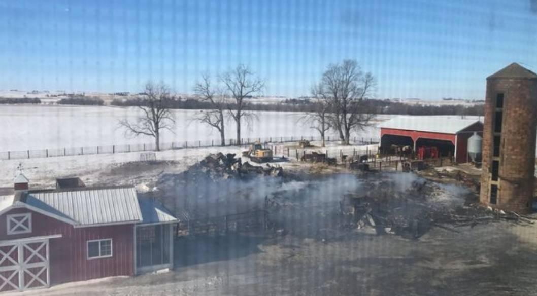 A fire Saturday night destroyed a barn located at Hanson's Hollow just on the southern edge of LaPorte. Photo Hanson's Hollow